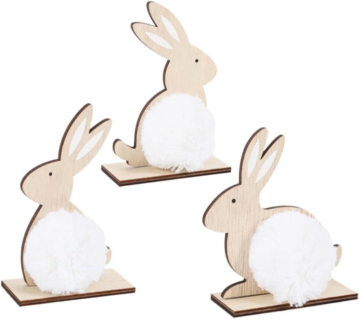 Houten Figuur 3 Stuks Paashaasdecoraties Voor Thuisfeesten Paasdecoraties