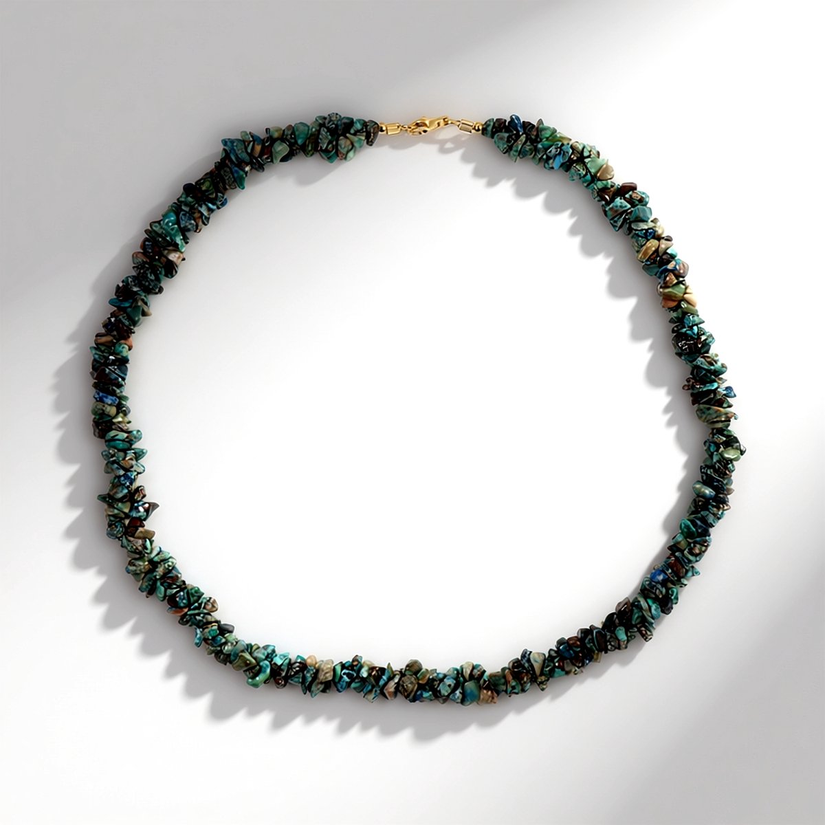 Cavill - Zilveren Halsketting 925 Sterling - Peruaanse Chrysokolla 180 ct - Unieke Groene Blauwe Kralen - Elegante Zomer Sieraden