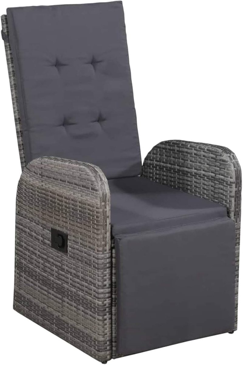 Tuinligstoel, rotan tuinstoel, stoel, zonnebed, stoel, tuinstoel, 57 x 73 x 105 cm met kussen, relaxstoel, verstelbare rugleuning en voetensteun, ligstoel, relaxstoel, tuinmeubelen