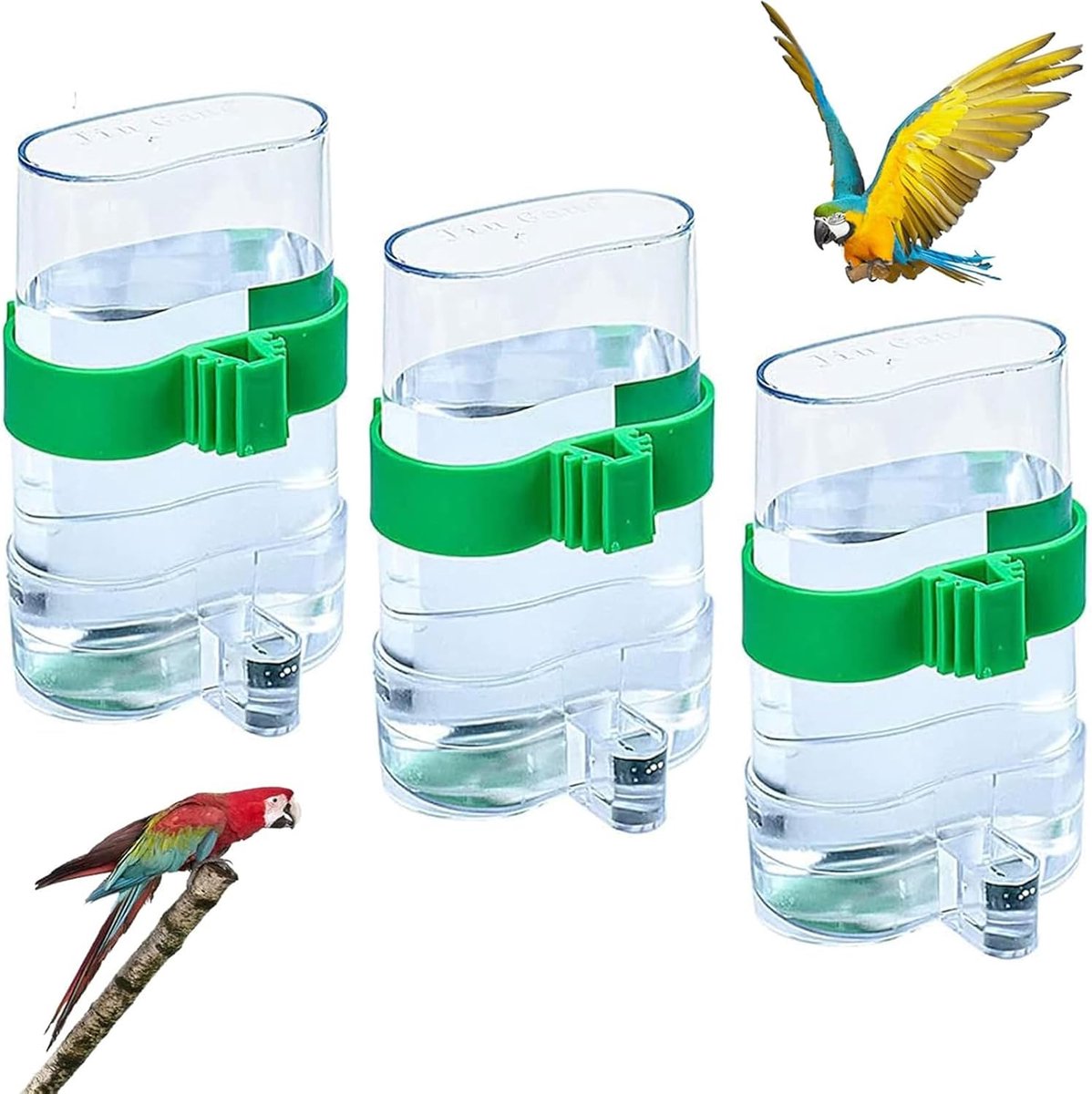 3 stuks Vogelvoeders voor automatisch water, parkiet, automatische waterval, vogelvoederbak, voor papegaaien, parkieten
