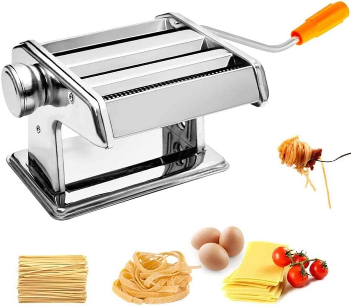 Pastamachine, roestvrij staal, vers, handmatig, pastamachine, met klem voor spaghetti, lasagne, beste pastamachine