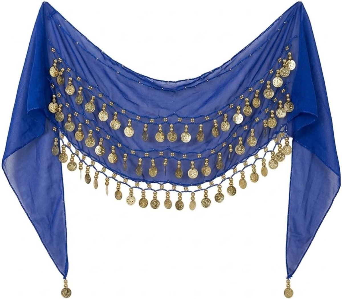 Buikdansgordel 145 cm 72 gouden munten chiffon
