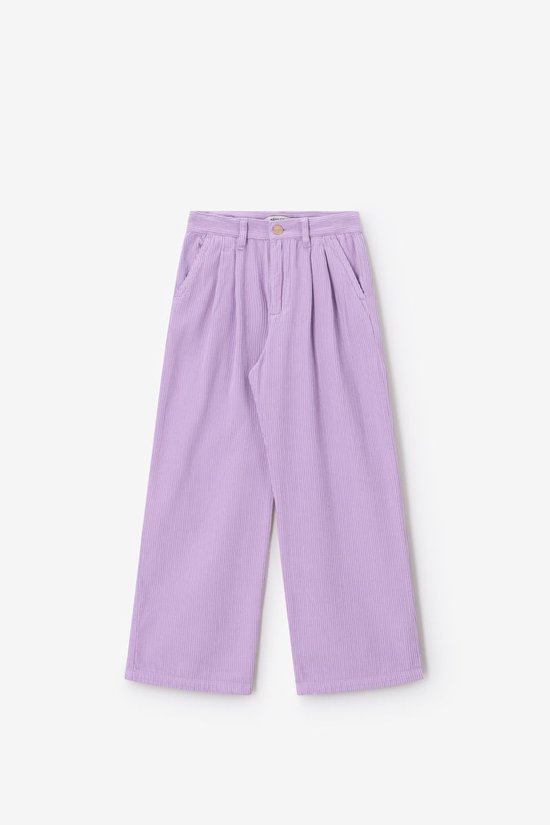 Lichtpaarse Corduroy High Waist Wide Leg Broek