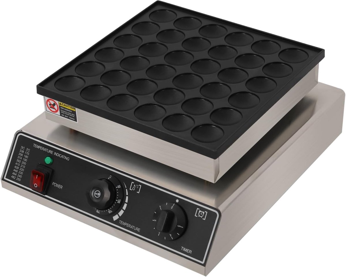 Wafelbakmachine 36 holtes roestvrij staal antiaanbaklaag 950W