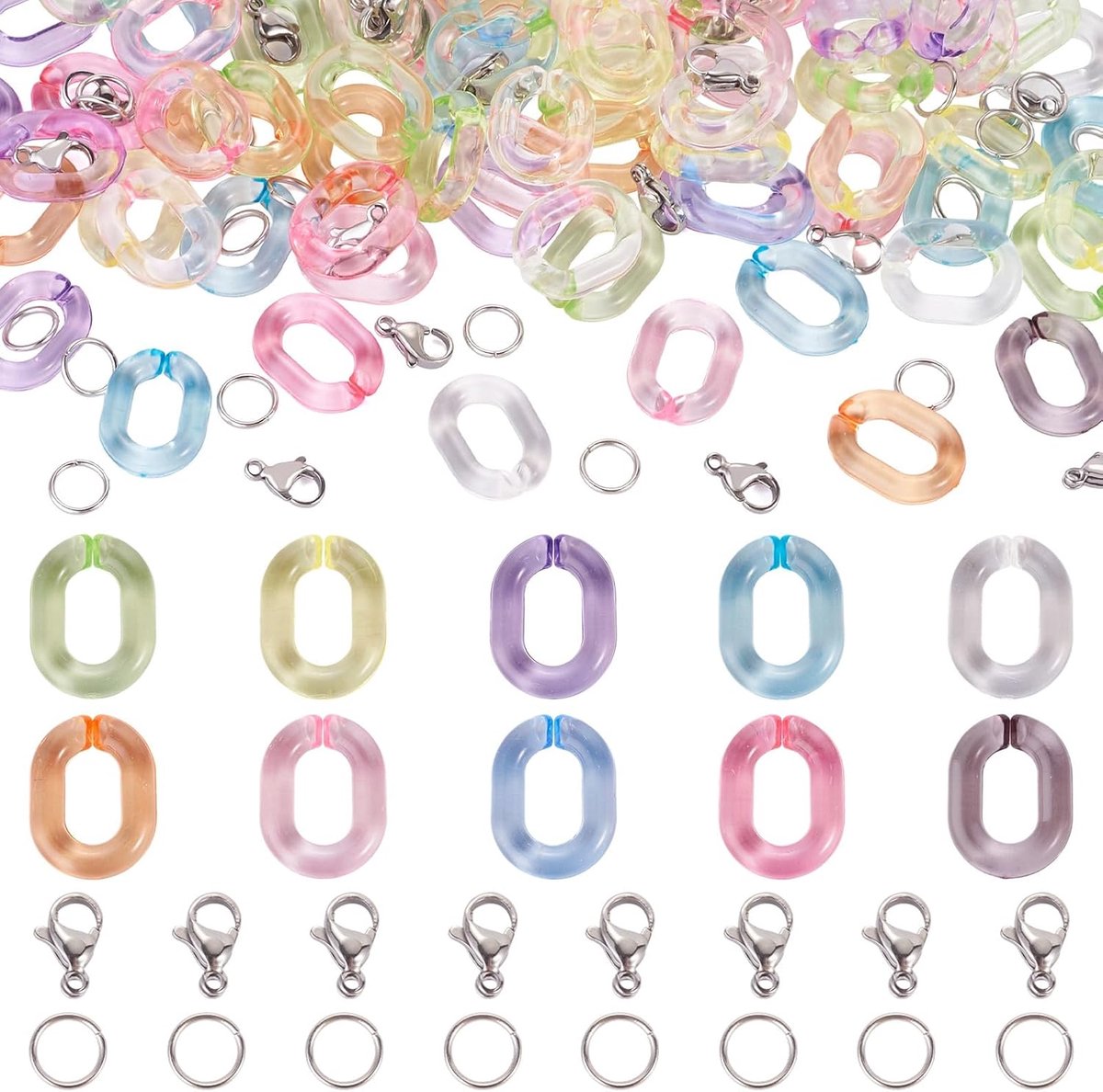 100 stks Clear Linking Rings Acryl Connectors
