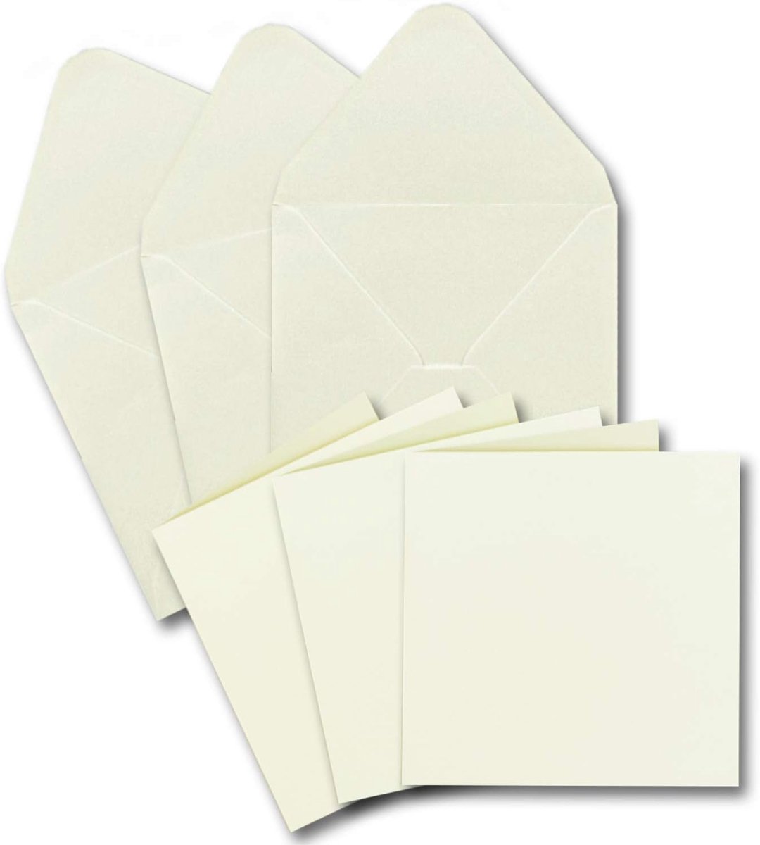 Set van 40 vouwkaarten vierkant in crème - 13,5x13,5 cm - 240 g/m² met enveloppen vierkant - 14x14 cm - 90 g/m² nat lijmen