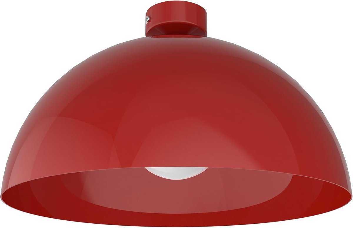 Moderne plafondlamp, halve bol, lampenkap van metaal, 40 cm, E27, keuken, woonkamer, slaapkamer, modern design (rood)