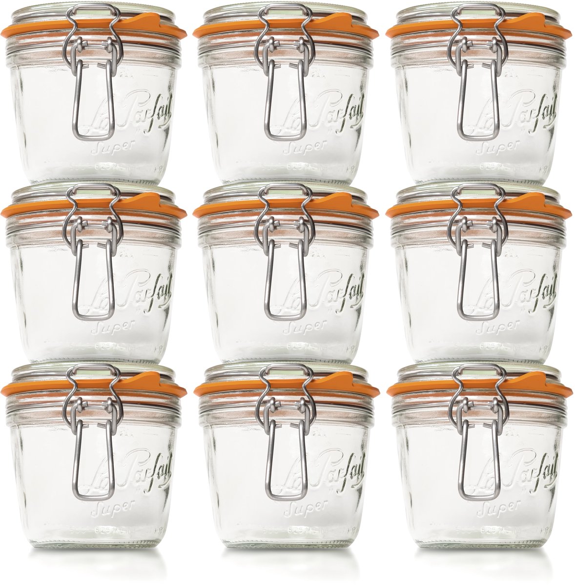 Le Parfait 500ml/gr Weckpotten Set (9x 500ml) | OP=OP VOORDEELSET | 9 Weckpotten van 500 ML | Premium A-kwaliteit | Robuust en Voedselveilig | Ideaal als voorraadpot, inmaakpot of conserveerpot | Made in France