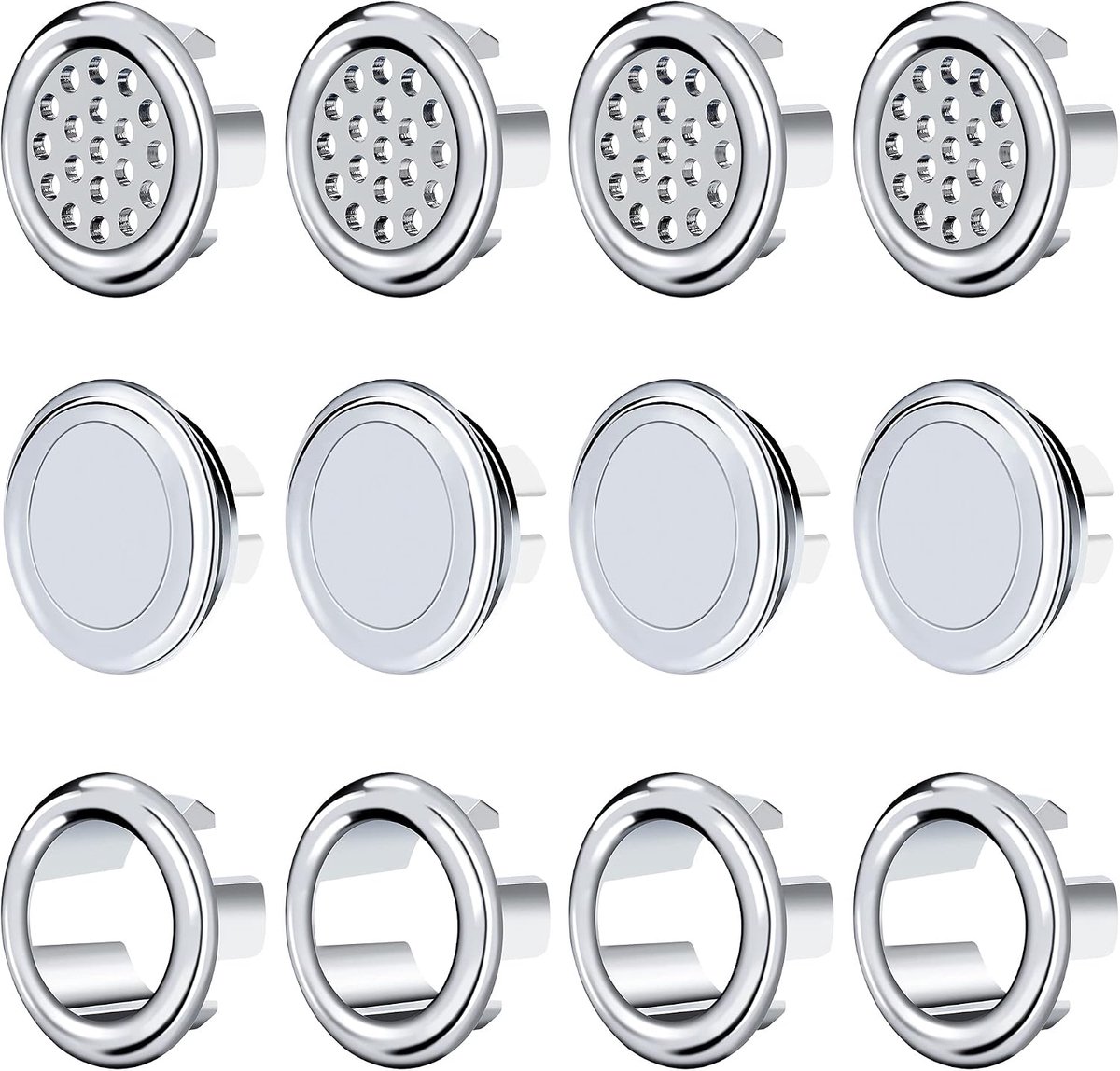 12 stuks overloopring voor gootsteen, overloopafdekking, voor wastafel, badkamer, keuken, 12 stuks