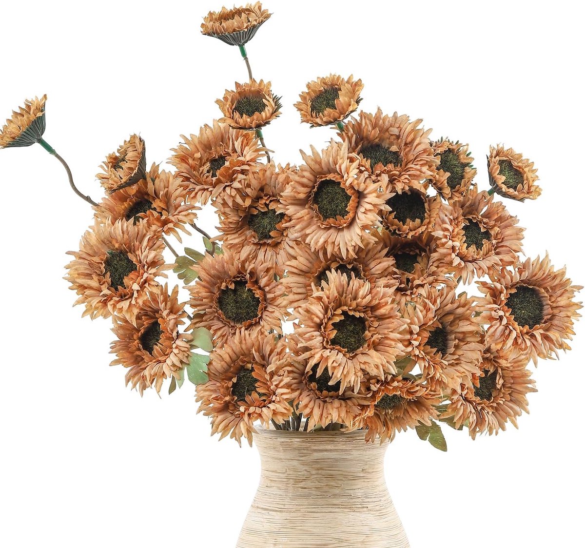 6 stuks kunstmatige gerbera madeliefjes bloemen 30 bloemhoofden nep madeliefje bloem realistische kunstbloemen boeket voor thuis keuken woonkamer badkamer decor (lichtoranje)