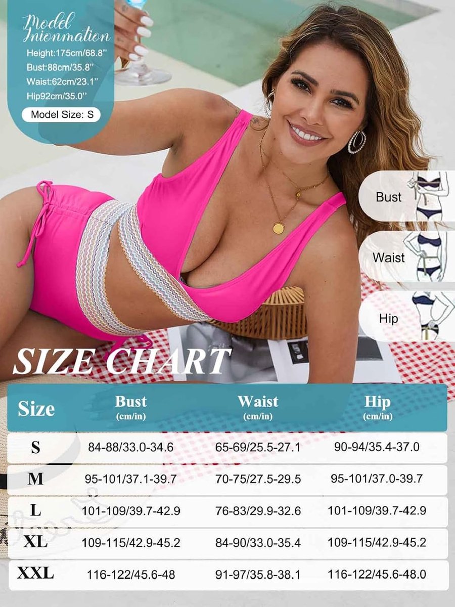 Block 2-delige badpakken dames hoog getailleerde bikinisets push-up gewatteerde bikinitop en buikcontrole badmode bikinibroekje met trekkoord zomer badpakken zacht zwemkostuum