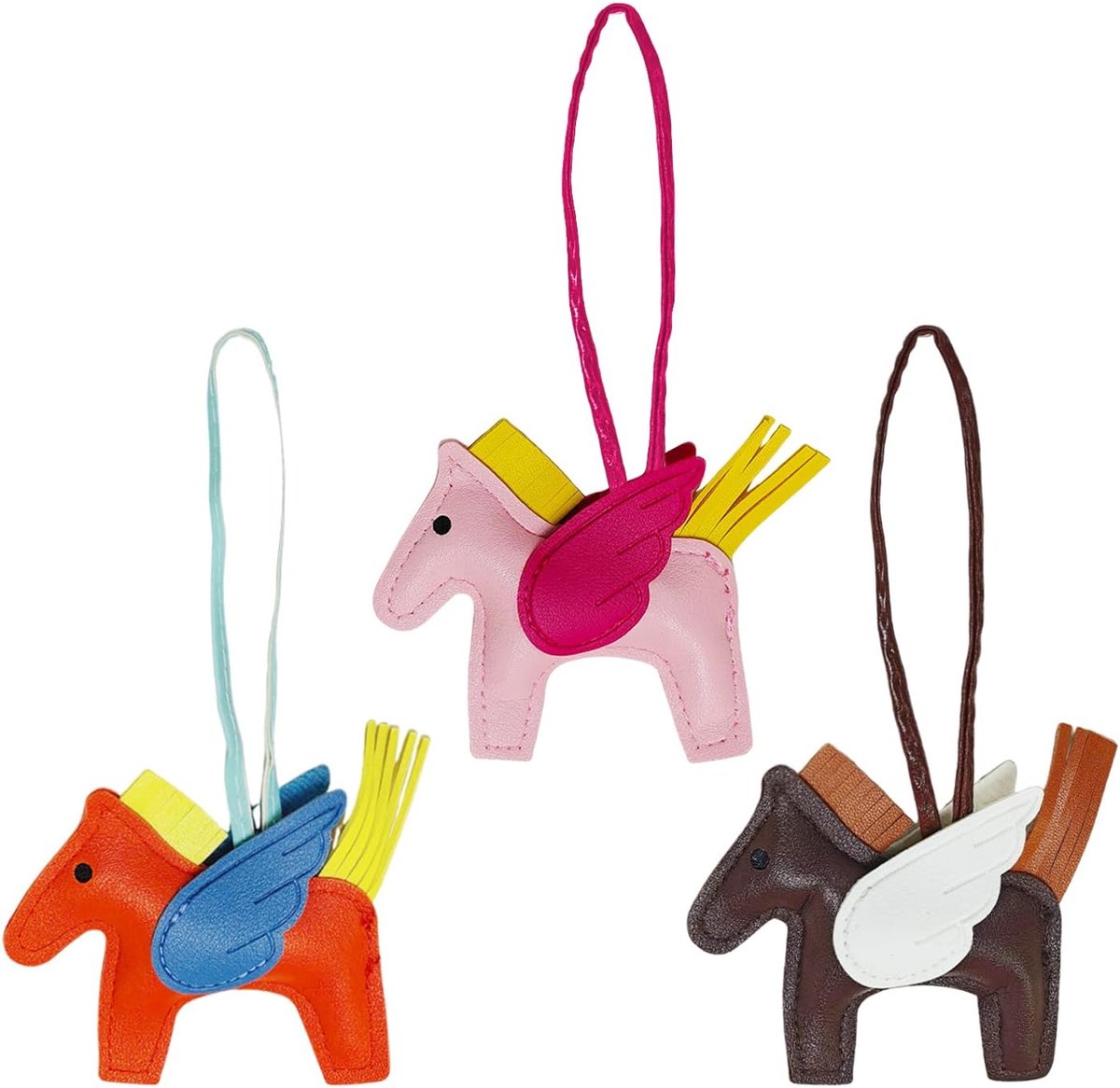 3 Stuks Cartoon Paardentrailer, Pu Eren Trailer, Schattige Decoratie, Kan Worden Gebruikt Voor Tassen En Sleutels.