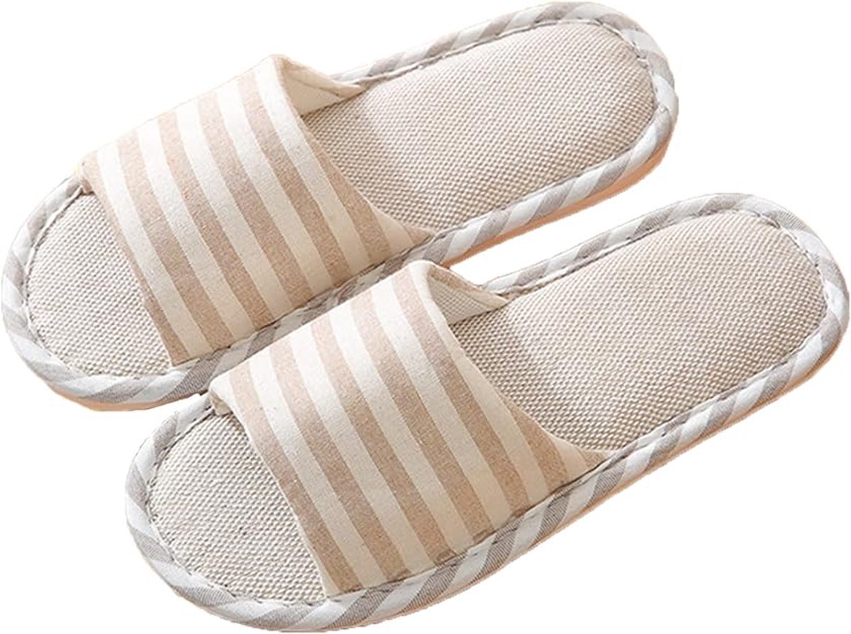 Comfortabele, casual unisex pantoffels van katoen en linnen – voor binnenshuis（38/39EU）