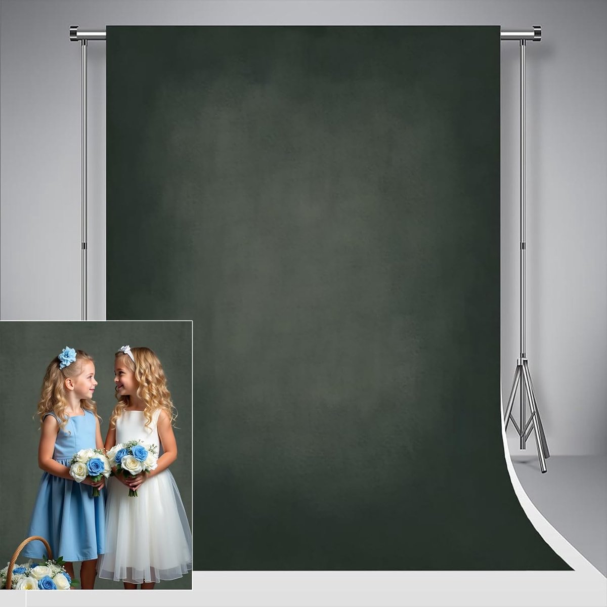 Donkergroene achtergrond opvouwbare achterkant effen achtergrond fotografie achtergrond voor pasgeborenen familie studio shooting 2 x 3 m