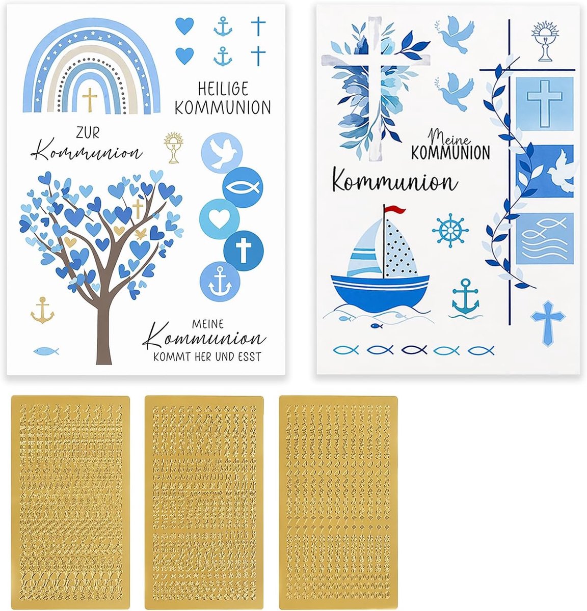 Knutselset, 5 vellen, kaarsentatoeages, communie-decoratie, eerste communie, waterschuiffolie, kaarsen, paaskaarsen, kaarsen versieren, troostkaars, verjaardagskaars