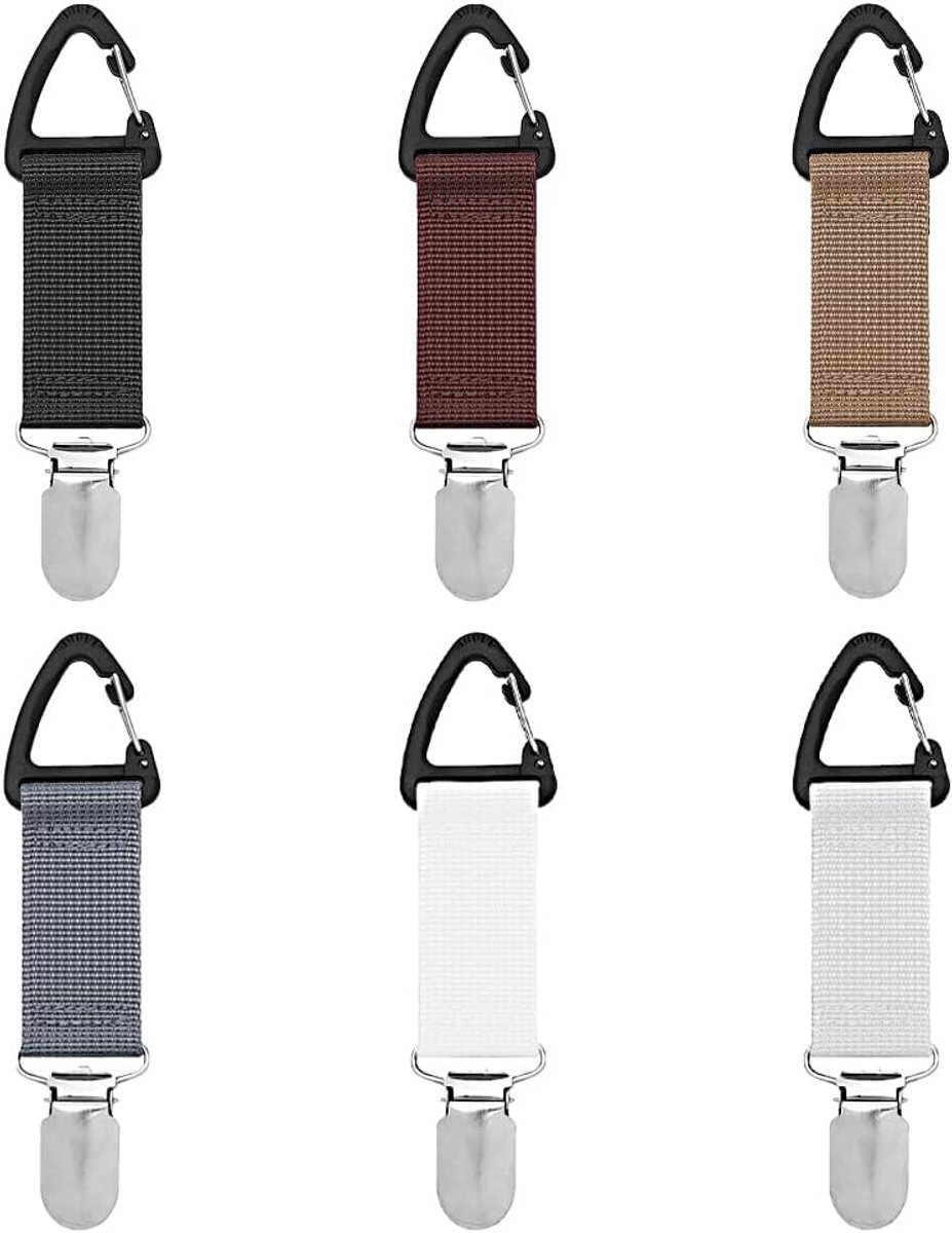 6 stuks hoedclips, handsfree vaste accessoires, lichtgewicht, gemakkelijk te dragen, snelle toegang en verwijdering voor reistassen, rugzakken, portemonnees, bagage, wandelen, strand, buiten (6