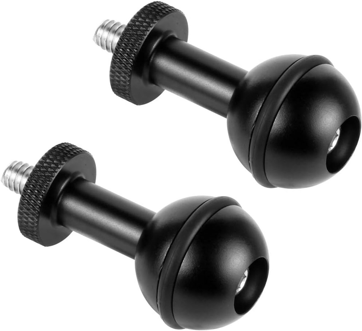 2 Stks Aluminium 1 Inch Uitgebreide Balhoofd Duiken Apparatuur Outdoor Duiken Fotografie Beugel 1/4 Verstelbare Schroeflengte Compatibel voor Actie Camera (Zwart)