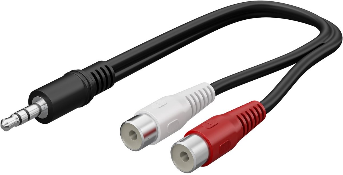 Goobay Audio kabel adapter 3.5 mm, stekker naar stereo RCA aansluiting, Jackplug 3,5 mm-stekker (3-pins