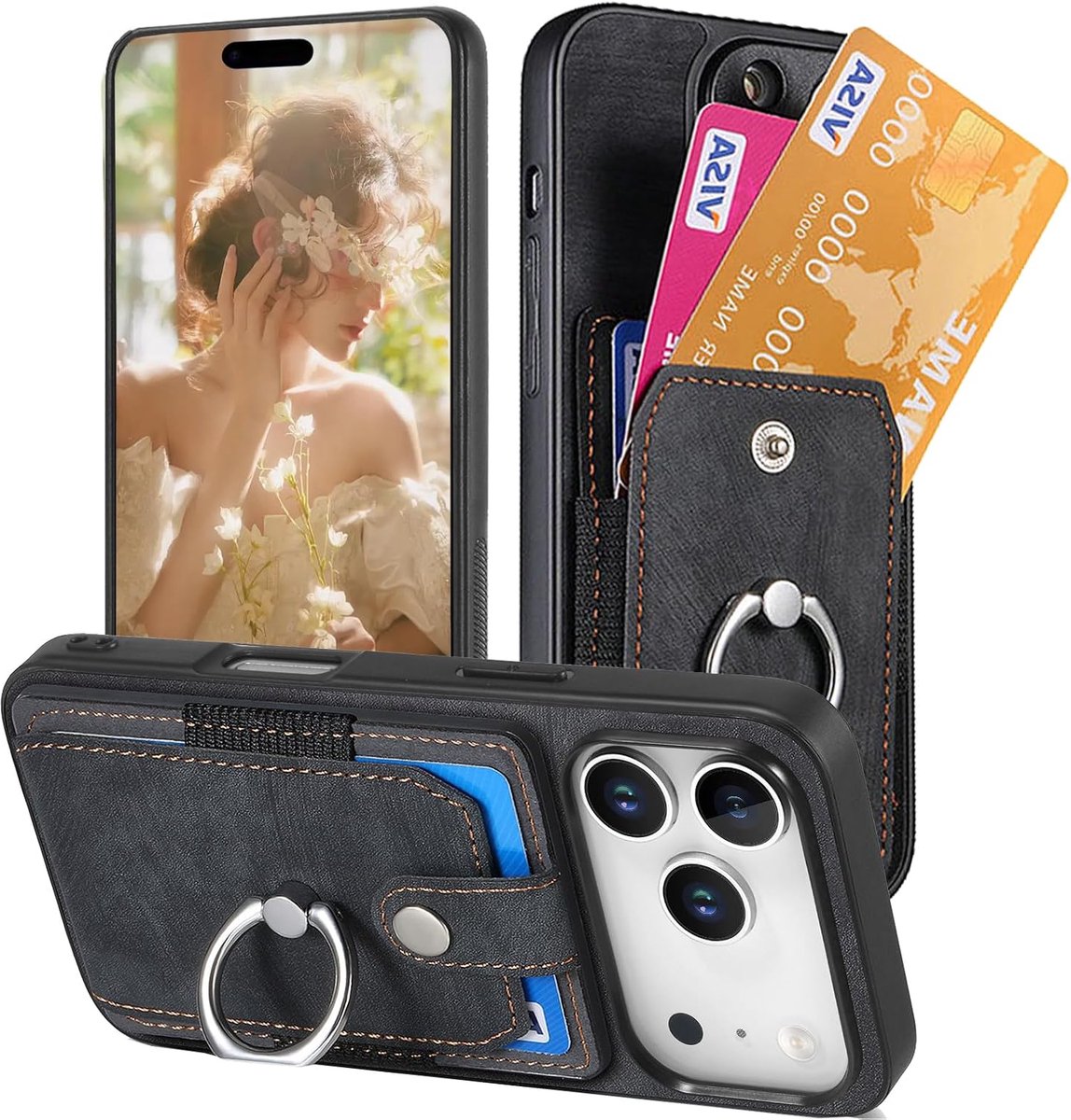Portemonnee Hoesje voor Apple iPhone 17 Pro SJZ Zwart