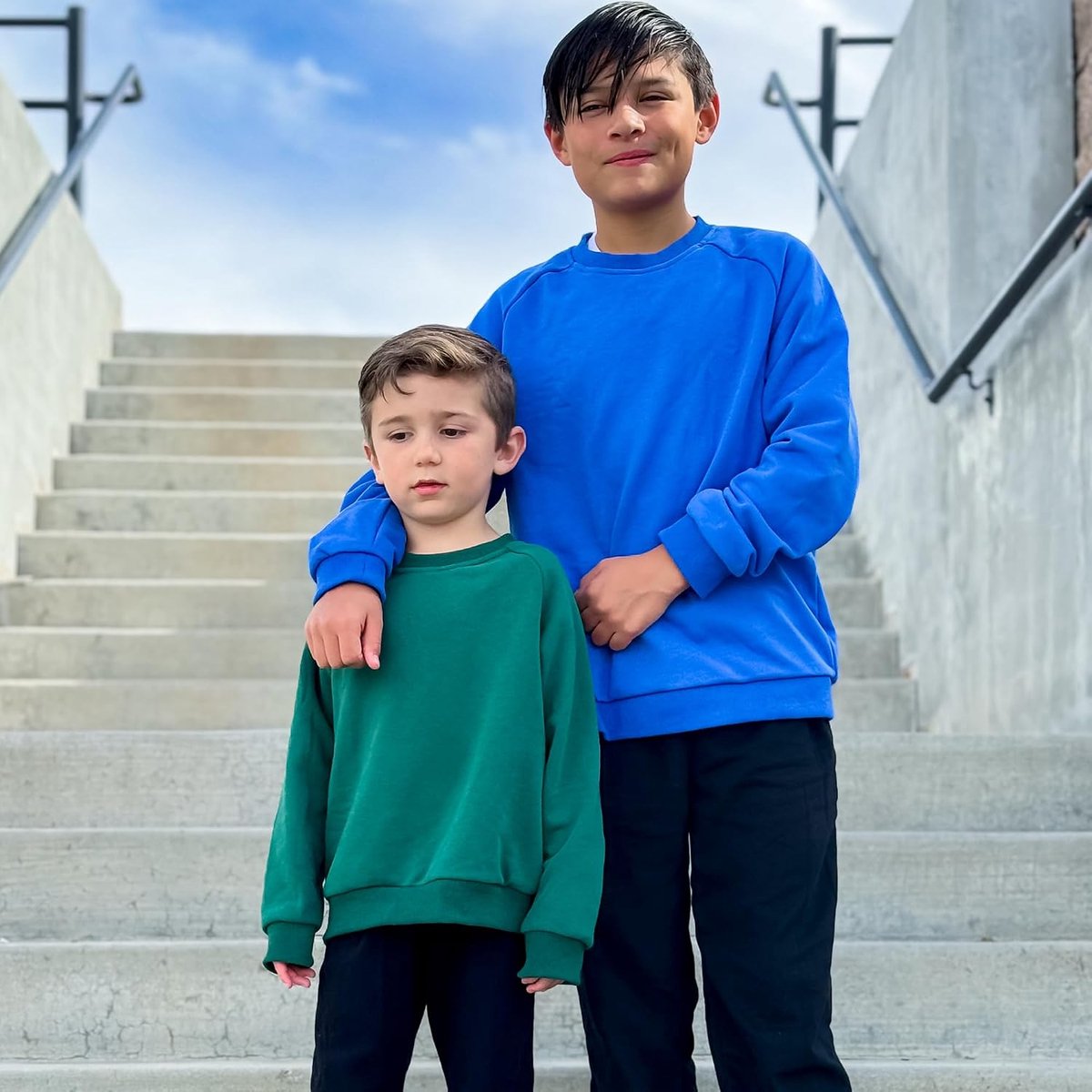 ELEPHANT Sweatshirt met ronde hals voor jongens, lichte fleece trui met lange mouwen voor kinderen, zacht en warm