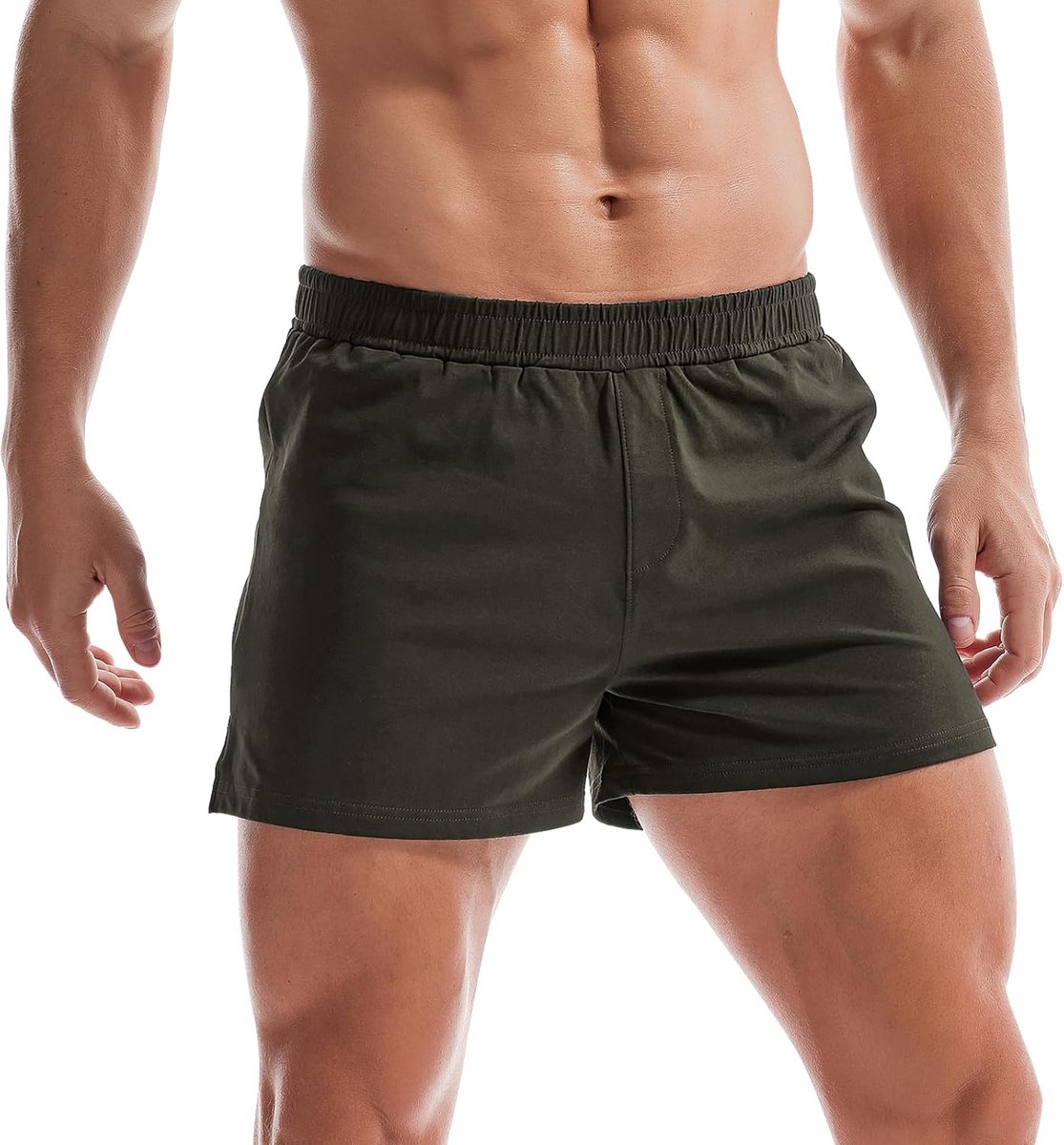Coulee Slaapbroek voor heren, kort, katoen, 7,5 cm, lichte pyjamabroek voor heren, korte zijsplitten, shorts