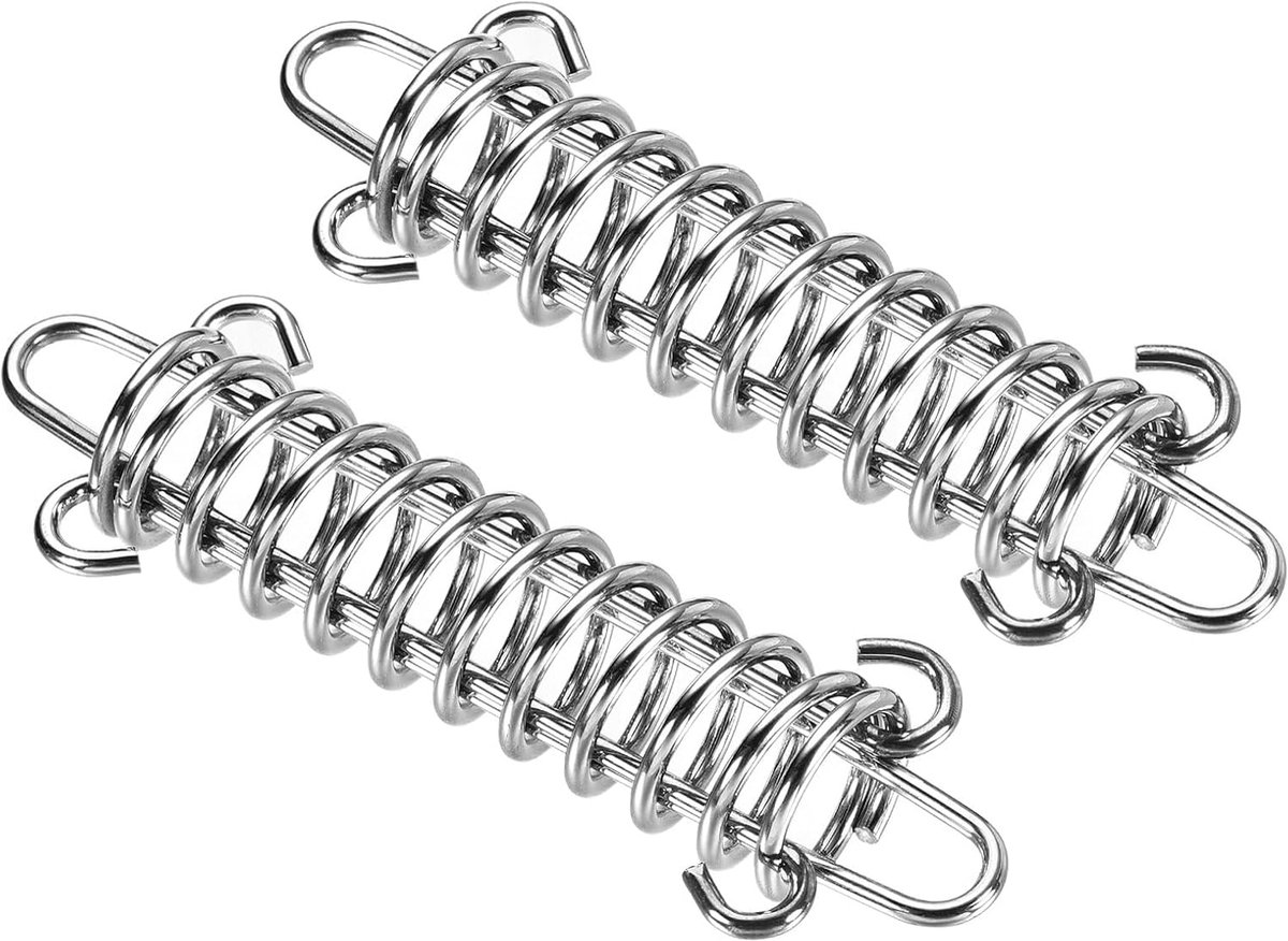 2 stuks tentveergesp - winddichte roestvrijstalen touwspanner luifelveerhaak, toepassen op kamperen, wandelen (90 x 30 mm, zilverkleur)