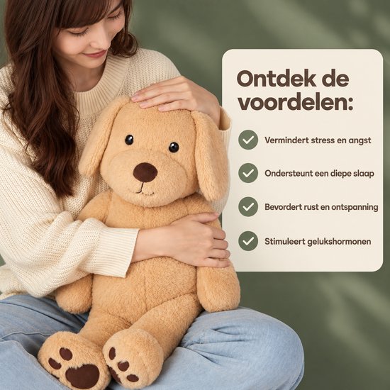 Calming Paws® - Verzwaringsknuffel - 3.6 kg - Verzwaarde Knuffel - Verzwaringsknuffel Volwassenen en Kinderen - Weighted Stuffed Animal - Zware Knuffel - Hond van Merkloos — afbeelding 5