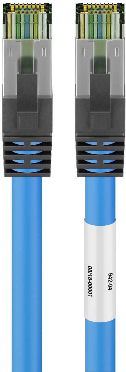 Image of Goobay CAT 8.1 Patchkabel 3 m blauw, S/FTP met OFC-koper AWG 24, voor 25/40GBASE-T Ethernet tot 2 GHz, 1:1 getest met meetrapport