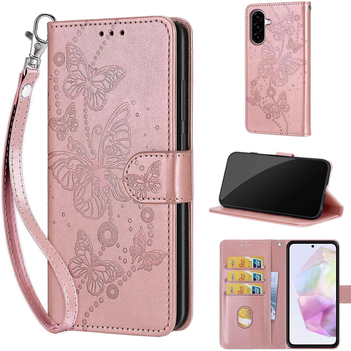 Portemonnee Telefoonhoes voor Samsung Galaxy A56 Rose Goud