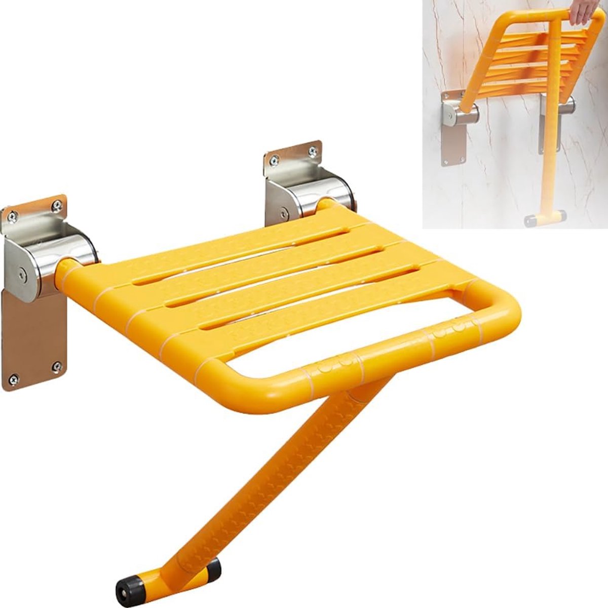 Douchestoel, opklapbare douchestoel, antislip, opklapbare douchestoel van roestvrij staal, ABS-zitplaat, tot 300 kg, voor ouderen en gehandicapten