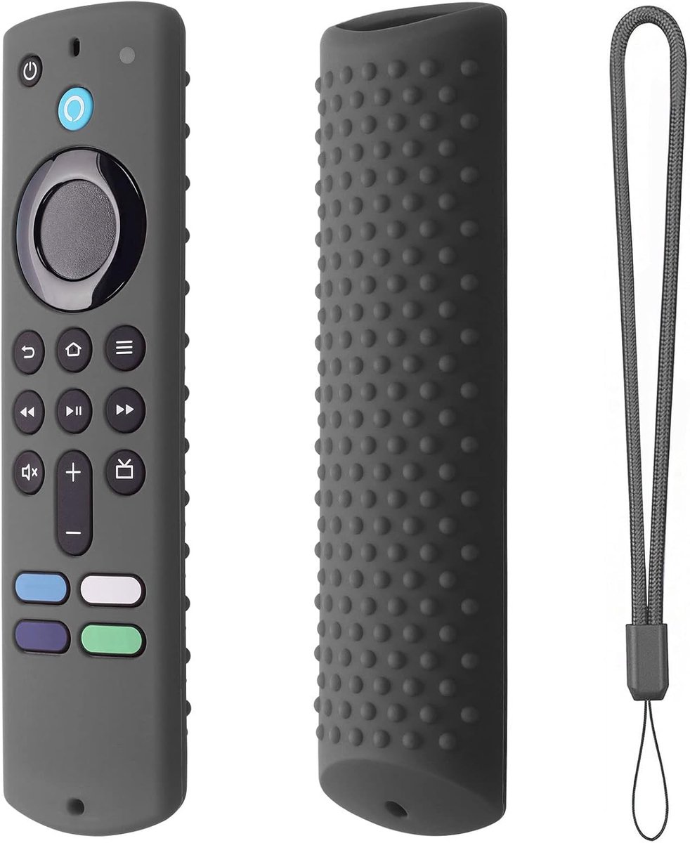 Afstandsbediening, beschermhoes voor afstandsbediening Siliconen hoes met draagkoord, antislip siliconen hoes voor brand TV-stick Antislip siliconen beschermhoes