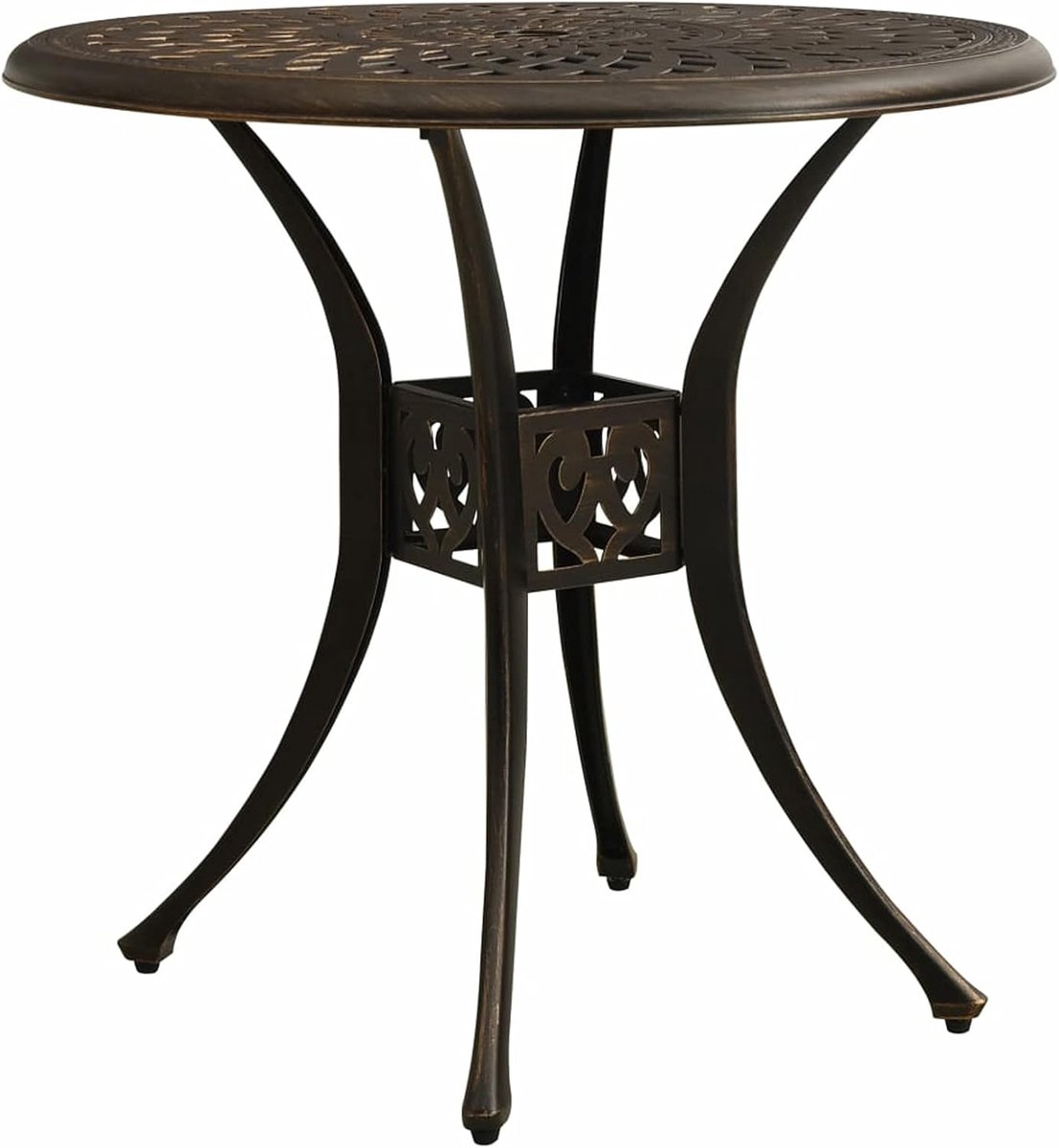 Tuintafel, balkontafel, eettafel, terrastafel, campingtafel, partytafel, tuinmeubelen tafel voor tuin, terras en balkon, met parasolgat, bronzen 78x78x72 cm, gegoten aluminium