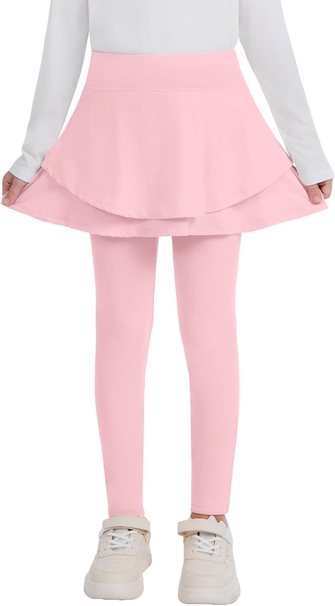 Leggings met rok, stretch, thermische leggings met ruches, 4-14 jaar/105-165 cm, ballet, tutu lange broek, warme tennisrok, panty