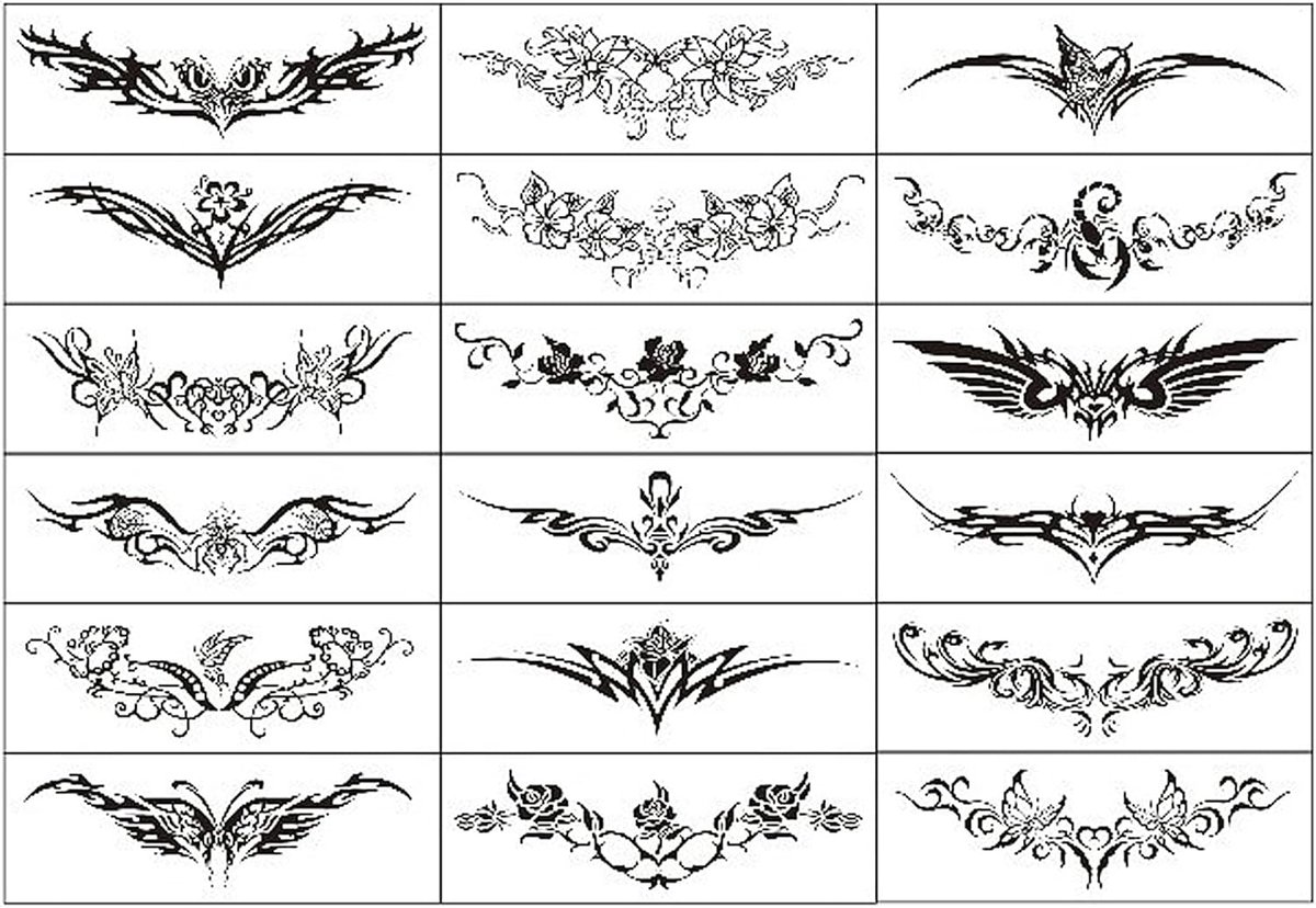 Tijdelijke tatoeages, nep tijdelijke tatoeages, zelfklevende tatoeages, blad totem roos bloem vlinder stickers, gezichtstattoo, volwassenen voor Halloween, littekenafdekking tatoeage, gewei