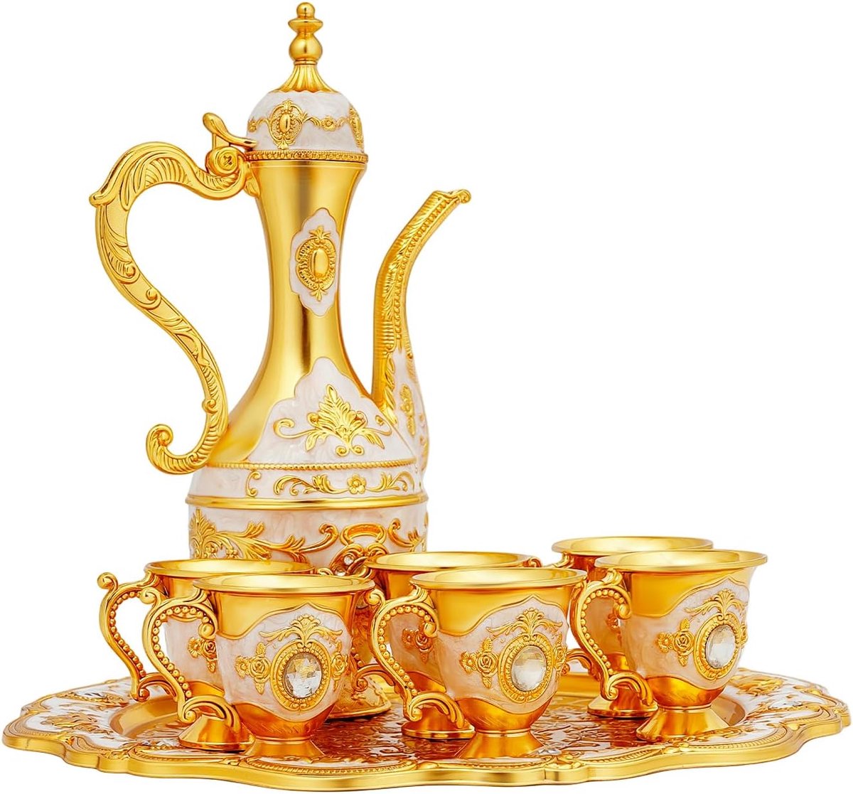 Koffiepot set 8-delig metalen thee