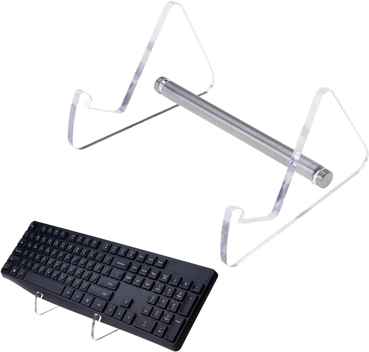 Dailygoods- Toetsenbordhouder Acryl - Toetsenbord Display - Opbergstandaard - 16.4x13.4x8.5cm - Stabiel - Transparant en krasbestendig - Toetsenbordst