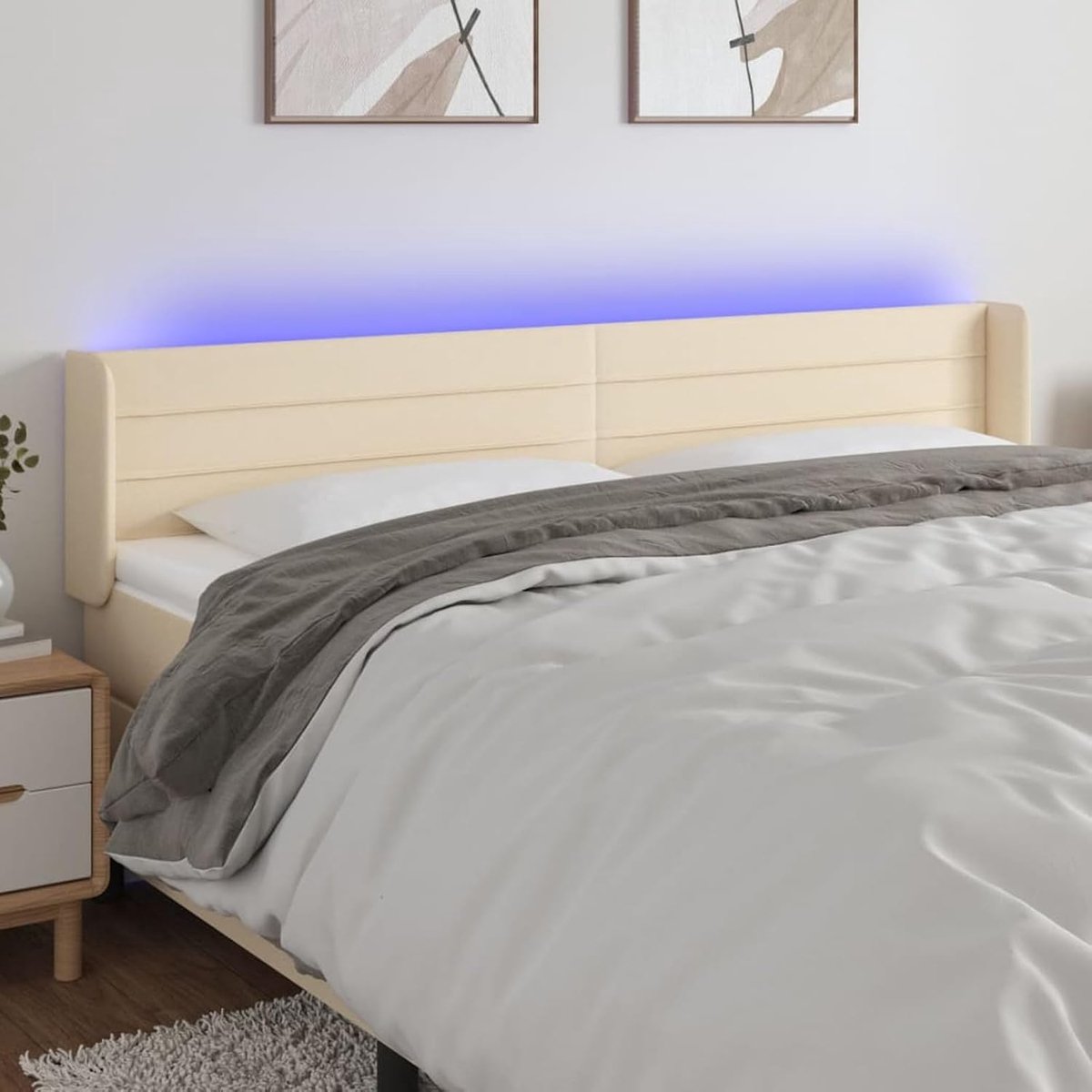 LED hoofdeinde crème 163x16x78/88 cm stof, bedhoofdeinde muur hoofdeinde voor residentie slaapkamer volwassenen tieners 3123387