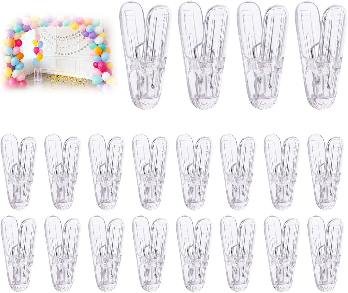 Dailygoods- Ballonboog Clips - 20 Stuks - Zware Kunststof Klemmen - 6x3,3x1,5 cm - Decoratie/Verjaardag - Sterke Grip/Compact - Decoratieclips