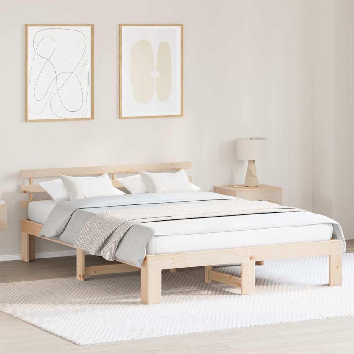 Grenenhout modern minimalistisch model Naturel 140 x 200 cm