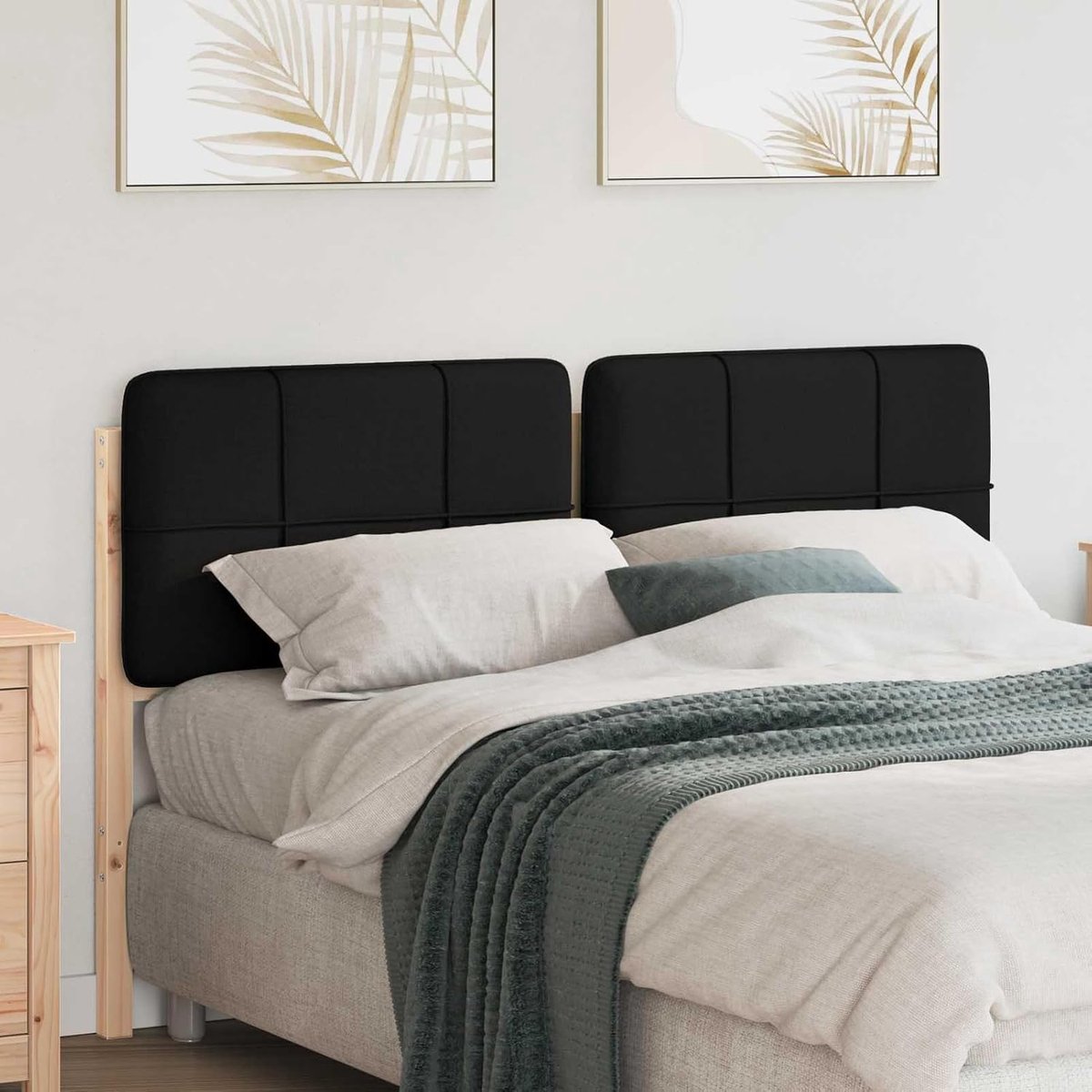 Gewatteerd hoofdeinde met hoofdeinde, bruin en zwart, 160 cm, bedhoofdeinde voor slaapkamer, volwassenen, kinderen, jongeren, tweepersoonsbed 880115