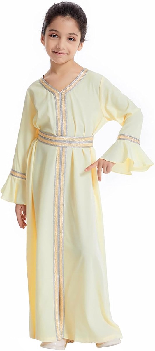 Gebedsjurk meisjes kinderen abaya moslim met hoofddoek Namaz jurk islamitische kleding maxi kaftan A5