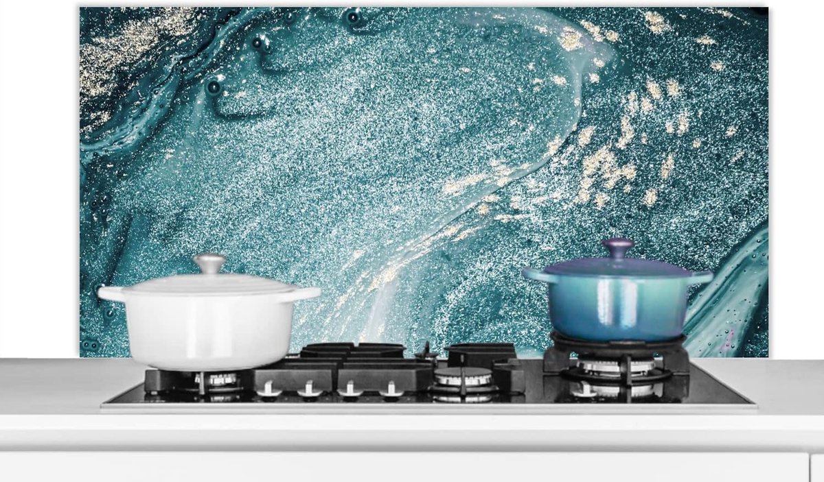 Spatscherm Keuken - 120x60 cm - Edelstenen - Blauw - Natuur - Marmer - Abstract