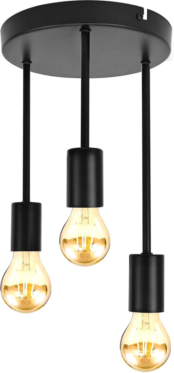 Teto Vintage plafondlamp, 3 lampen, E27, hanglampen, industrieel metaal, retro, plafondverlichting, binnenverlichting, plafondlamp voor woonkamer, eetkamer, keuken, slaapkamer,