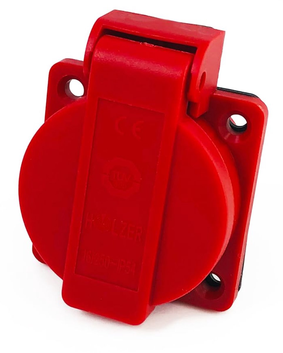 8 stuks/inbouwstopcontact, Schuko-stopcontact, 16 A met IP54 / + flensafdichting (rood)