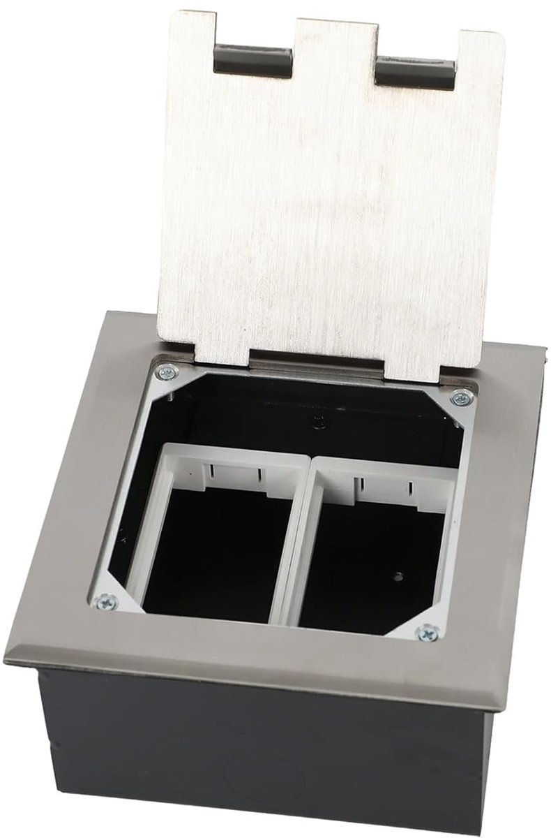 Vloerstopcontact, roestvrij stalen inbouwstopcontact, waterdichte vloerinbouwdoos voor keuken, woonkamer, kantoor, inschuifbare bodemtank HTD-146KP (HTD-146KP)