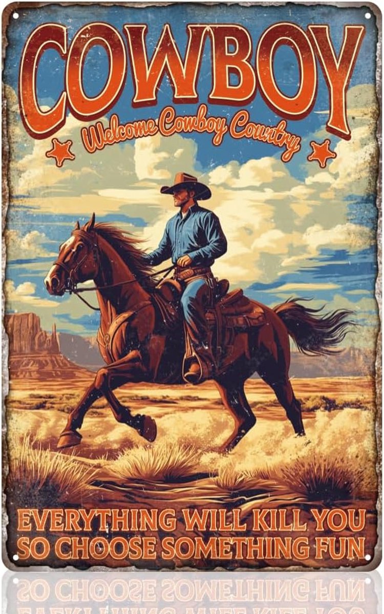 westerse cowboy land muur decor teken Everthing Will Kill You So Choose Something Fun Man Cave boerderij grappige muurkunst vintage metalen blikken poster cadeau