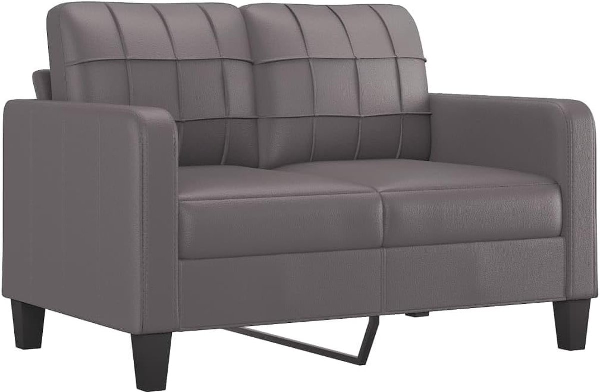 2-zitsbank, grijs, 120 cm, kunstleer, woonkamerbank, slaapkamer, werkkamer, kantoorbank voor woonkamer, slaapkamer, kantoor, lounge