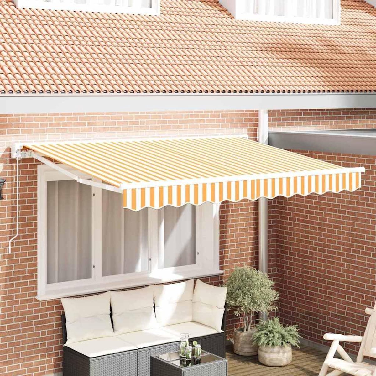 Luifel, geel, wit, 3 x 2 m, polyester