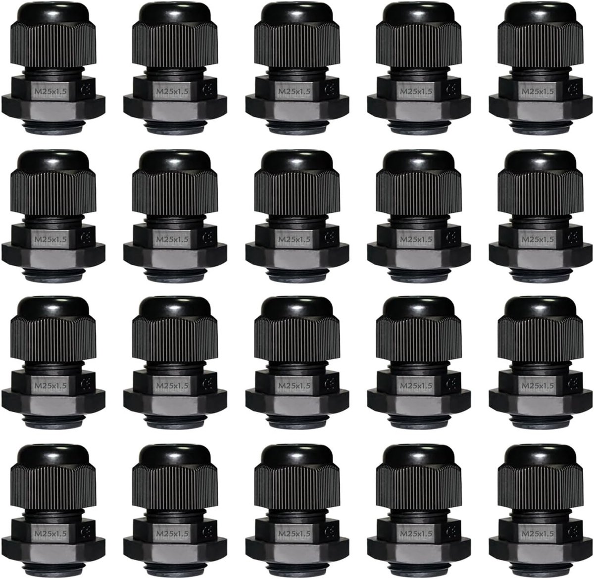 Dailygoods- Kabeldoorvoer IP68 Waterdicht - Kabelschroefverbinding M25 - Kunststof Nylon - 20 Stuks - Outdoor Gebruik - UV-bestendig - Kabelwartel