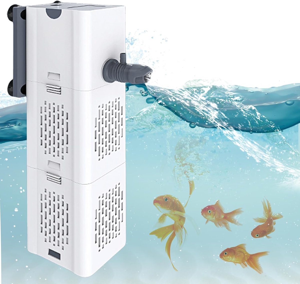 Dailygoods - Aquarium Binnenfilter 6W - Effectieve Waterfilter - 3-in-1 Functie - Wit - Verhoogt Zuurstof - Geschikt voor 30 tot 80 L - Filtersponzen.